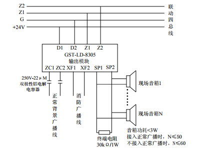 海灣輸出模塊8305接線示意圖