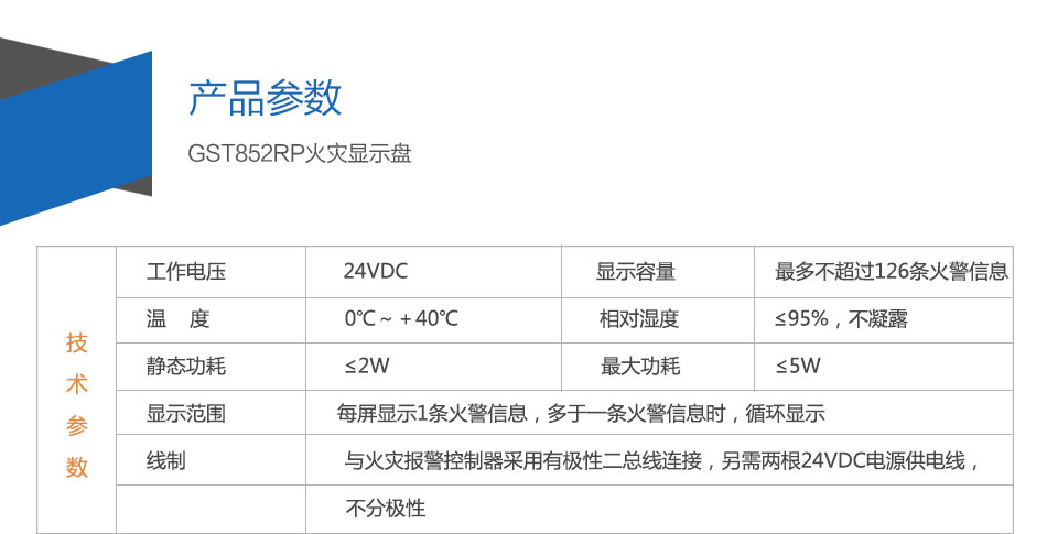 GST852RP火災顯示盤參數(shù)